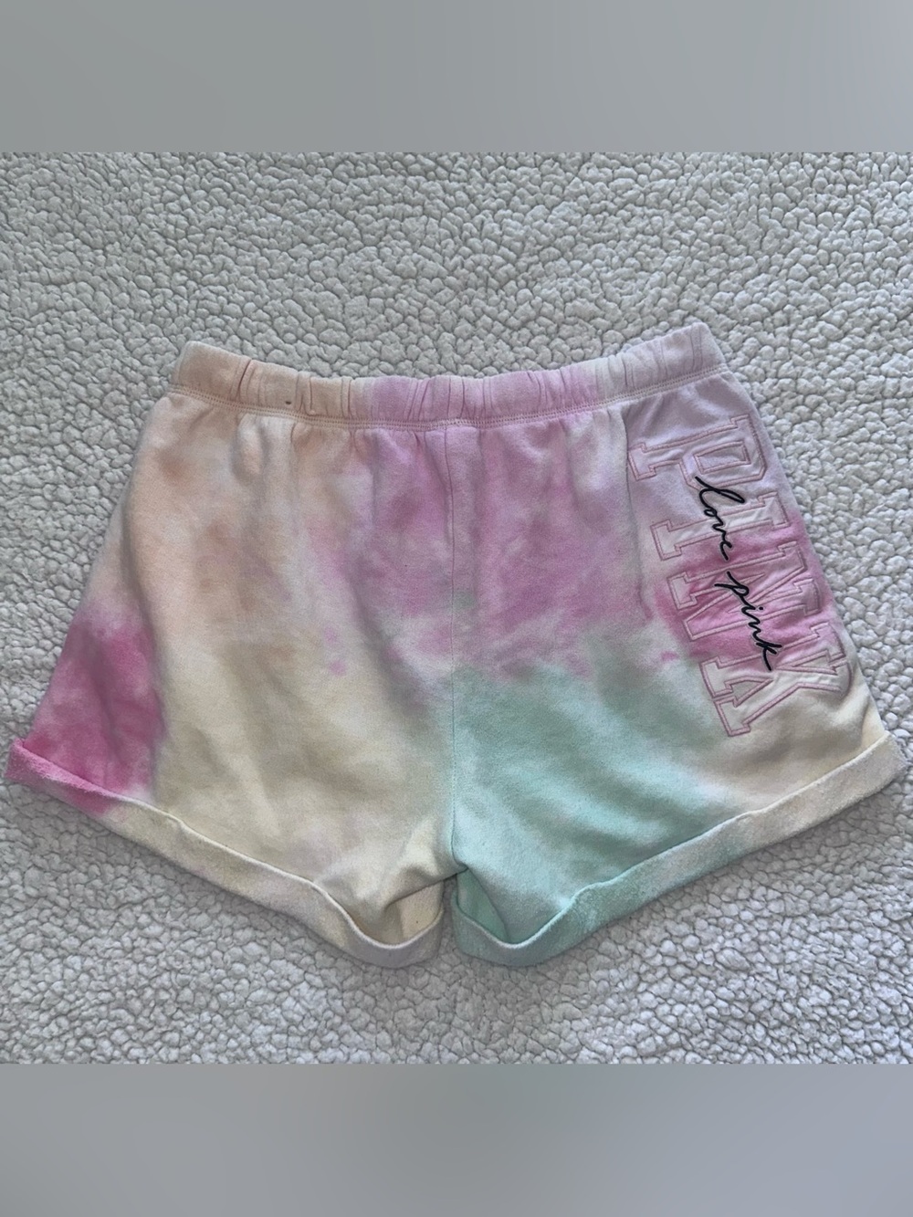 PINK Victoria's Secret Pastel Tie-Dye sweatshorts back logo detail drawstring